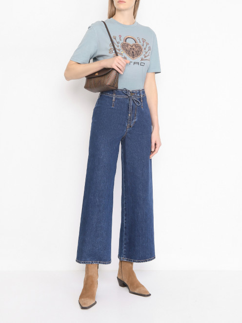 Футболка из хлопка с узором Etro - МодельОбщийВид