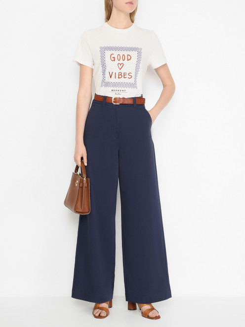 Футболка с принтом и вышивкой Weekend Max Mara - МодельОбщийВид