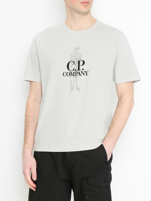 Футболка из хлопка с логотипом C.P. Company - МодельВерхНиз