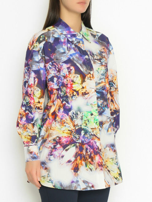 Удлиненная блуза из хлопка с узором Marina Rinaldi - МодельВерхНиз