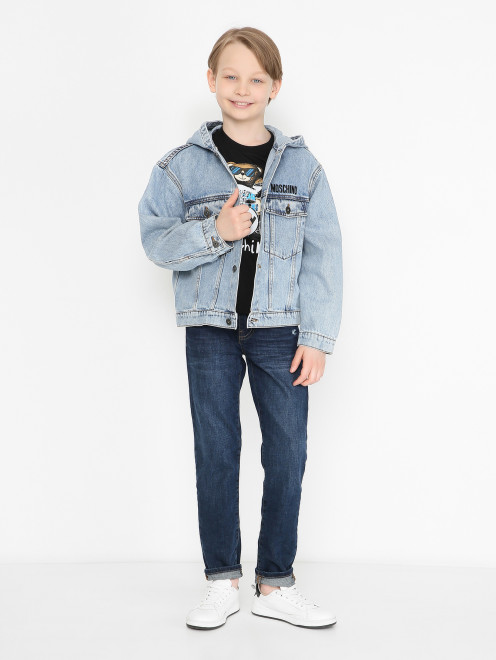 Куртка из денима с логотипом Moschino - МодельОбщийВид