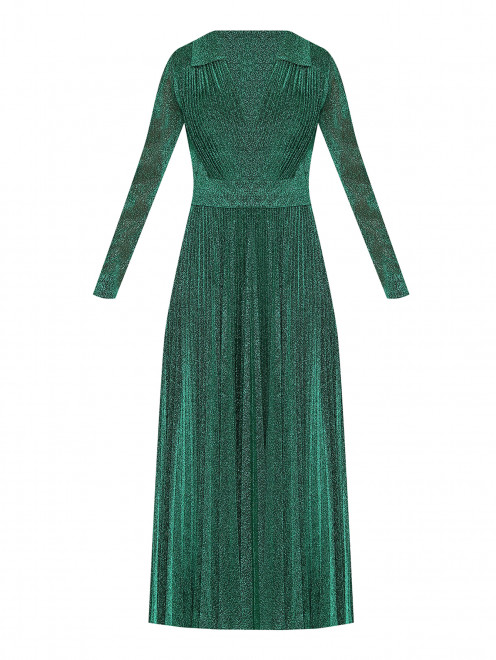 Плиссированное платье-макси из смешанного шелка Elie Saab - Общий вид