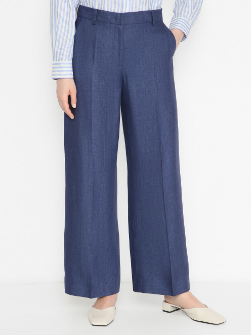 Льняные брюки прямого кроя Weekend Max Mara - МодельВерхНиз