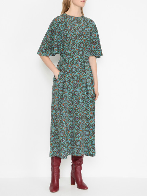 Платье из шелка с узором Weekend Max Mara - МодельВерхНиз