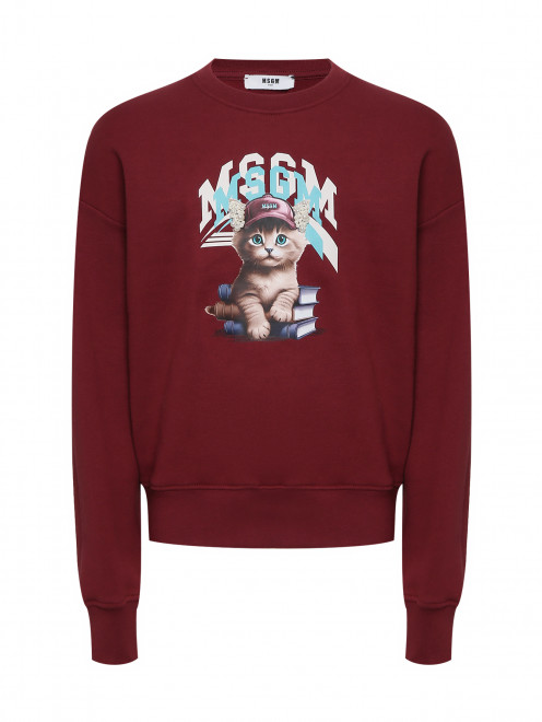Свитшот из хлопка с принтом MSGM - Общий вид