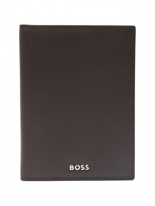 Обложка для паспорта из кожи с логотипом Boss - Общий вид