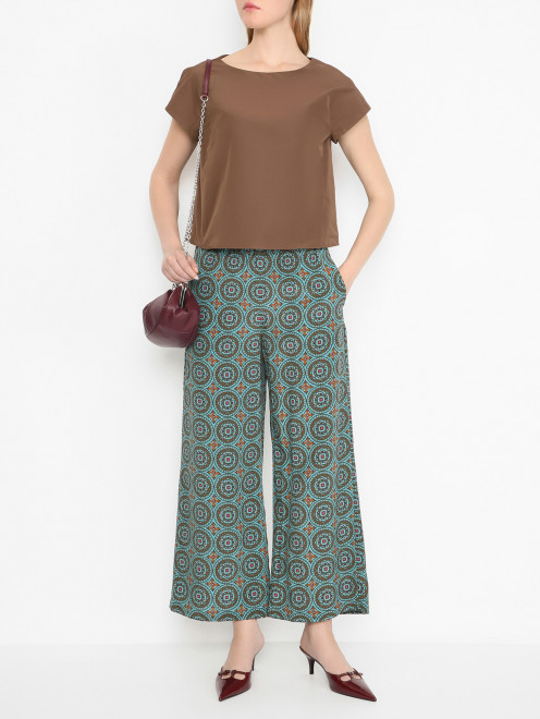 Укороченные брюки из шелка Weekend Max Mara - МодельОбщийВид