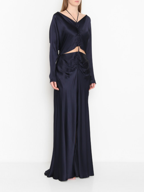 Атласное макси-платье с разрезами Alberta Ferretti - МодельВерхНиз