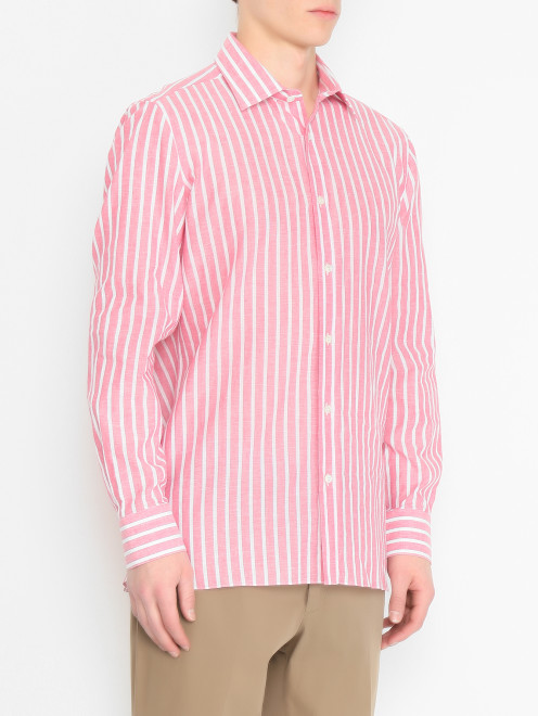 Рубашка из льна с узором "Полоска" Giampaolo - МодельВерхНиз