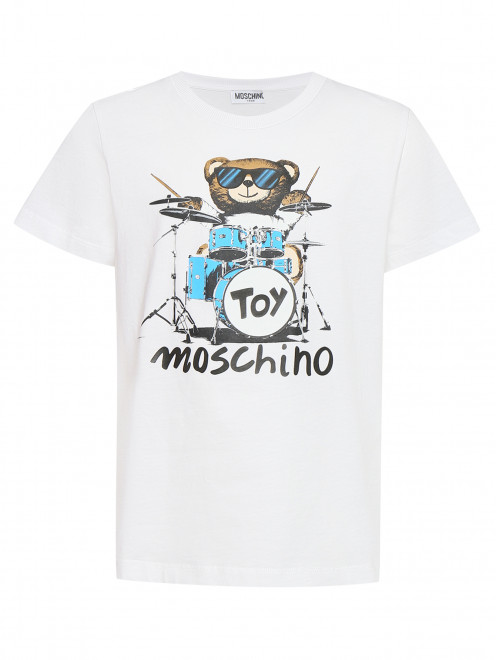 Футболка из хлопка с принтом Moschino - Общий вид