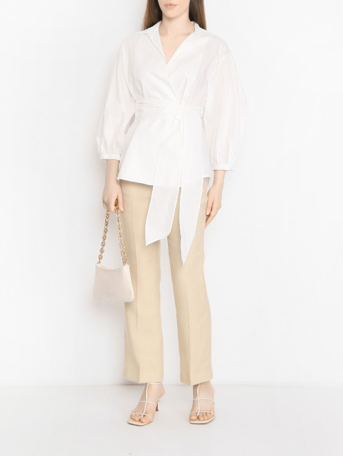 Блуза из смешанного хлопка с поясом Weekend Max Mara - МодельОбщийВид