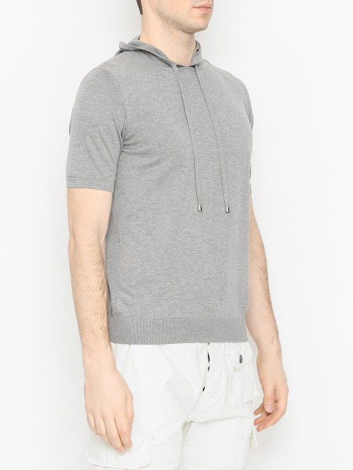 Джемпер из хлопка с коротким рукавом и капюшоном Doriani Cashmere - МодельВерхНиз
