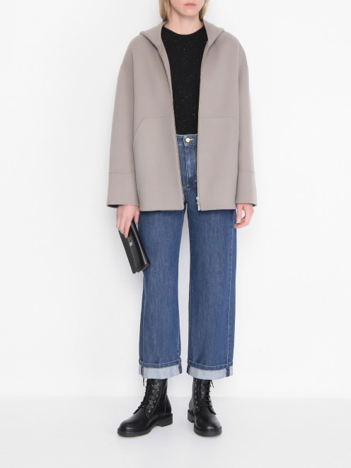 Ботинки из кожи с контрастной строчкой Max Mara - МодельОбщийВид