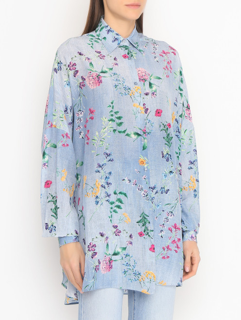 Блуза из шелка с цветочным узором Ermanno Scervino - МодельВерхНиз