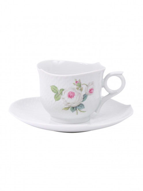 Чайная чашка из фарфора с блюдцем с цветочным узором Meissen - Общий вид