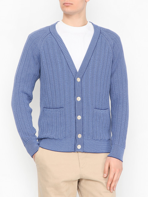 Кардиган на пуговицах из хлопка Piacenza Cashmere 1733 - МодельВерхНиз