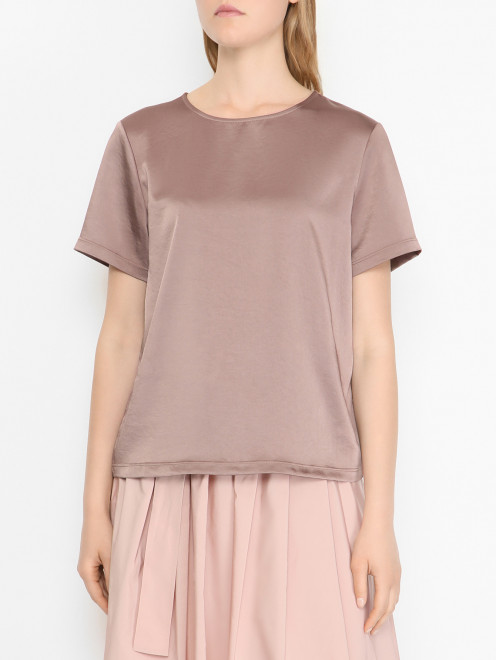 Атласный топ с короткими рукавами Weekend Max Mara - МодельВерхНиз