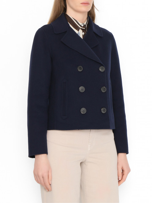 Двубортное полупальто из шерсти Weekend Max Mara - МодельВерхНиз