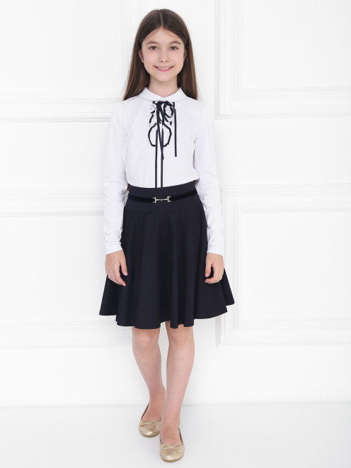 Блуза трикотажная с жабо Aletta Couture - МодельОбщийВид