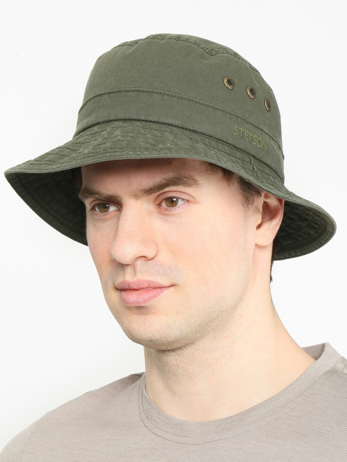 Однотонная панама из хлопка Stetson - МодельОбщийВид