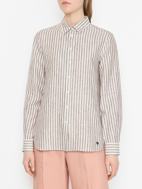 Льняная рубашка в полоску Weekend Max Mara - МодельВерхНиз