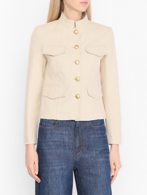 Хлопковый жакет с золотистыми пуговицами Weekend Max Mara - МодельВерхНиз