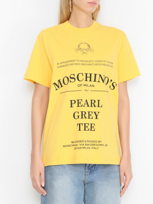 Футболка из хлопка с принтом Moschino - МодельВерхНиз