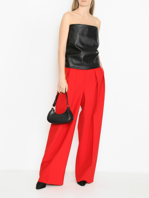 Брюки однотонные с защипами из шерсти Sportmax - МодельОбщийВид