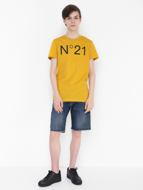 Шорты из денима с логотипом N21 - МодельОбщийВид