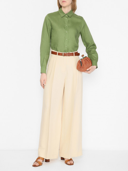 Льняная рубашка с логотипом Weekend Max Mara - МодельОбщийВид