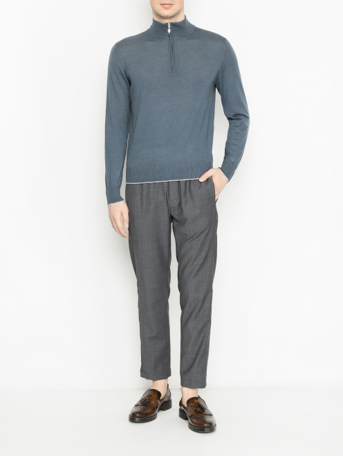 Кардиган с замком воротником из шерсти и шелка Doriani Cashmere - МодельОбщийВид