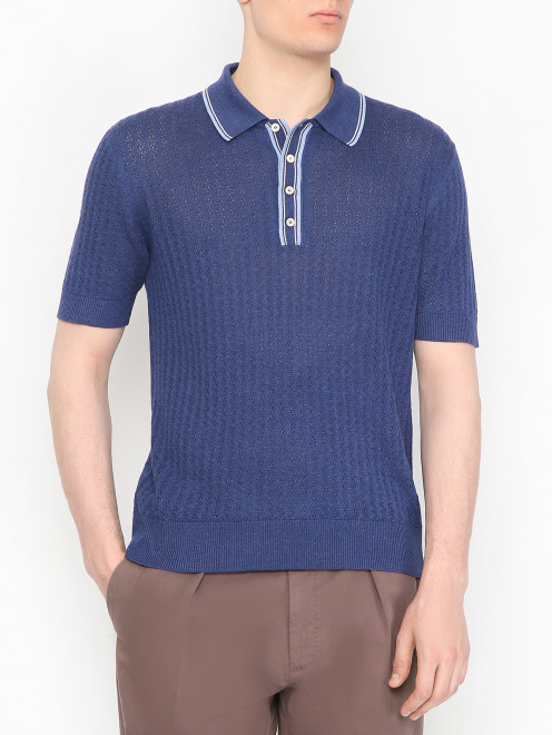 Джемпер из шелка и льна с воротом поло Piacenza Cashmere 1733 - МодельВерхНиз