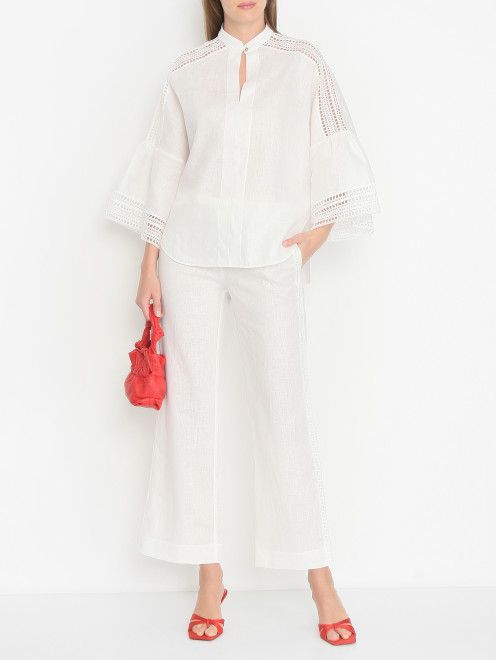 Блуза из льна с вышивкой Ermanno Scervino - МодельОбщийВид