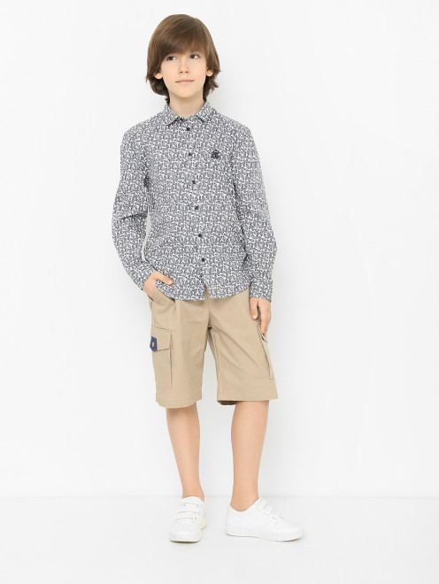 Хлопковая рубашка с длинным рукавом Bikkembergs - МодельОбщийВид
