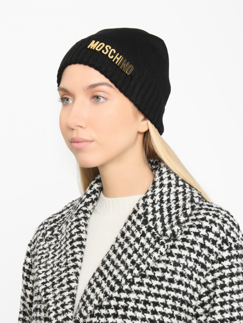 Шапка из шерсти с золотой фурнитурой Moschino - МодельОбщийВид