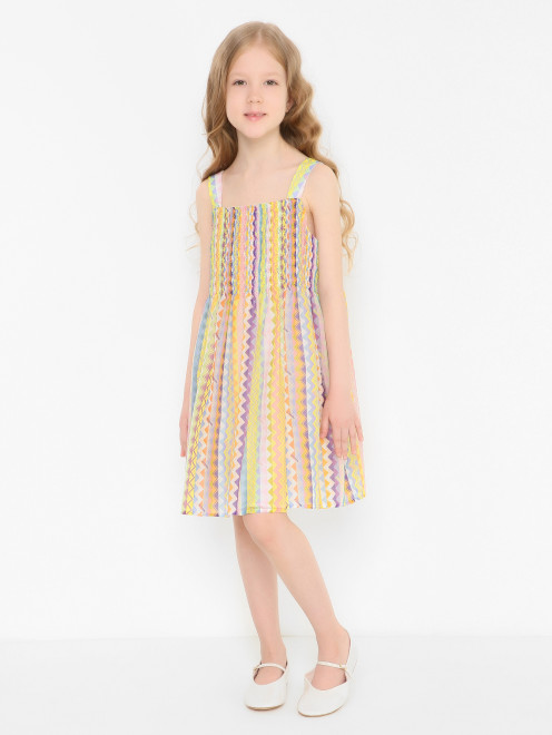 Платье из хлопка с узором Missoni - МодельОбщийВид