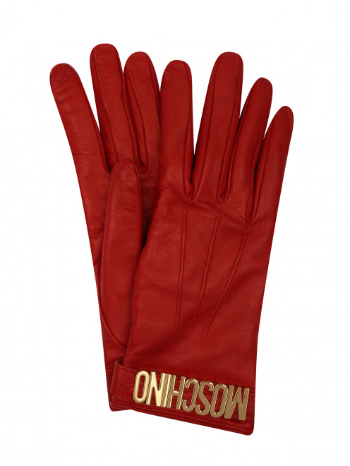Перчатки из кожи с золотой фурнитурой Moschino - Общий вид