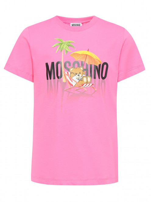 Футболка из хлопка с принтом Moschino - Общий вид