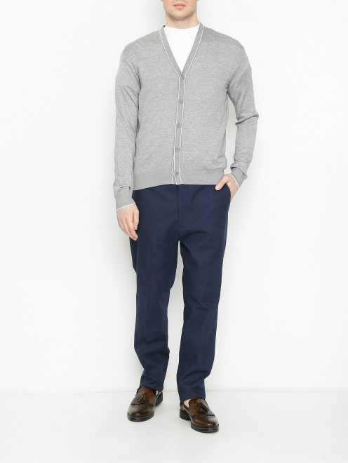 Кардиган из шелка и хлопка с V-образным вырезом Doriani Cashmere - МодельОбщийВид