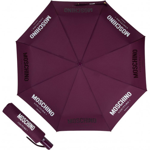 Зонт складной Moschino 8870-OCX Logo Couture Burgundy Moschino - Общий вид