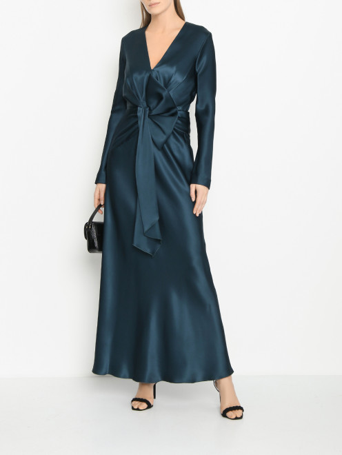 Атласное платье с декоративным узлом Alberta Ferretti - МодельОбщийВид
