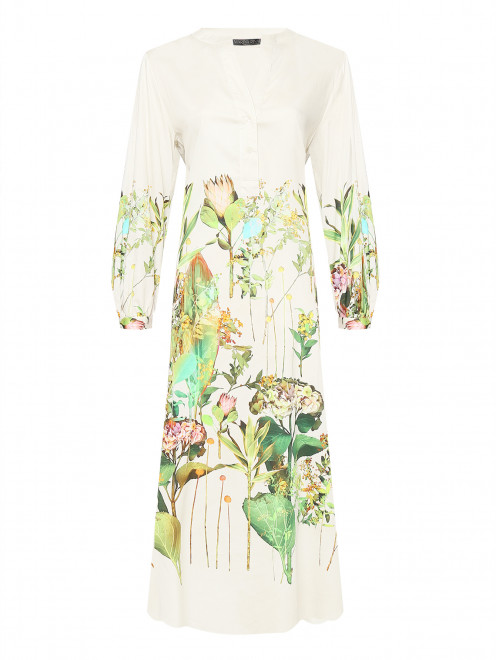 Платье-макси из хлопка с цветочным принтом Marina Rinaldi - Общий вид