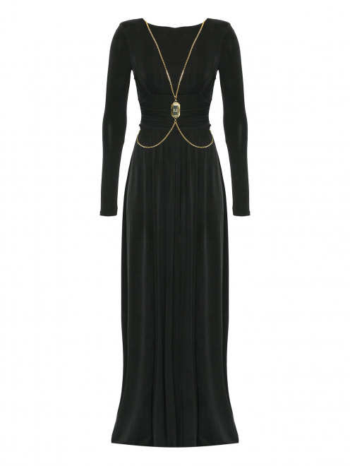 Вечернее платье с цепочкой, высоким разрезом и декольте на спинке Elisabetta Franchi - Общий вид