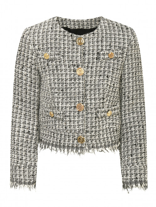Пиджак из твида с декоративными пуговицами BALMAIN - Общий вид