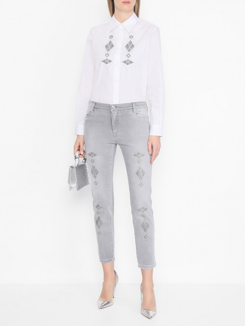 Укороченные джинсы со стразами Ermanno Scervino - МодельОбщийВид