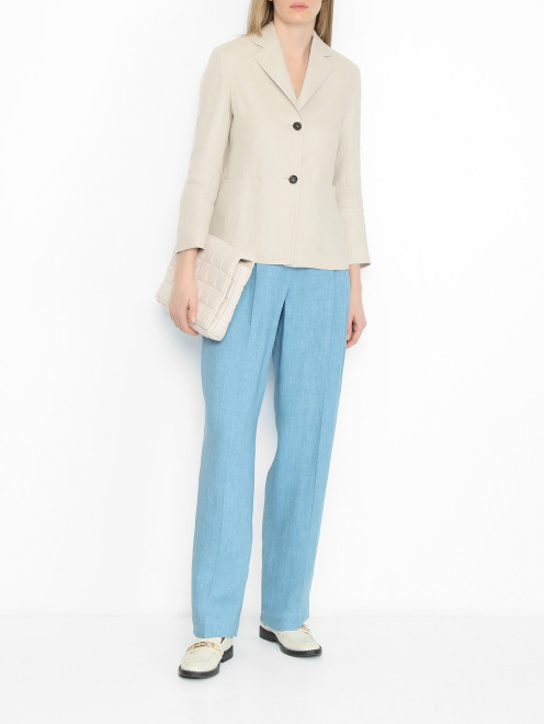 Брюки из льна с поясом Max Mara - МодельОбщийВид