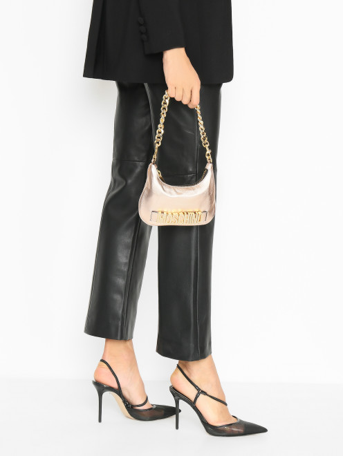Сумка из кожи на цепочки с логотипом Moschino - МодельВерхНиз