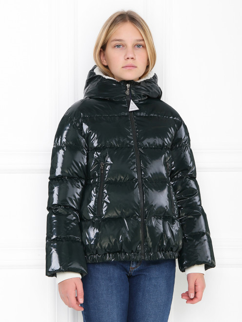 Куртка на молнии с контрастными манжетами Moncler - МодельВерхНиз