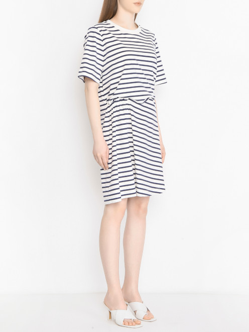 Платье из хлопка в полоску Weekend Max Mara - МодельВерхНиз