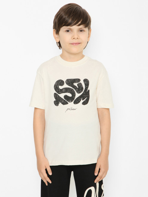 Футболка из хлопка с логотипом MSGM - МодельВерхНиз